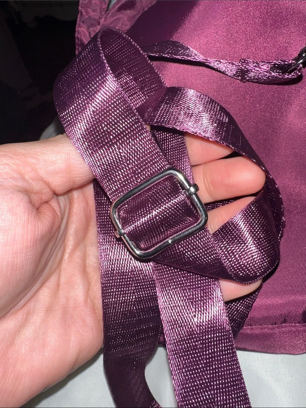 NWOT jingpin Women Bags Baby Bags Compact Burgundy Crossbody Bag silver accents